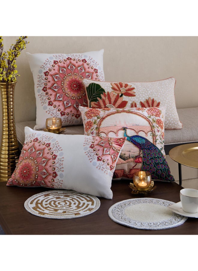 Home Box Beaded Round Placemat - White and Gold - 30 cm - Image 5